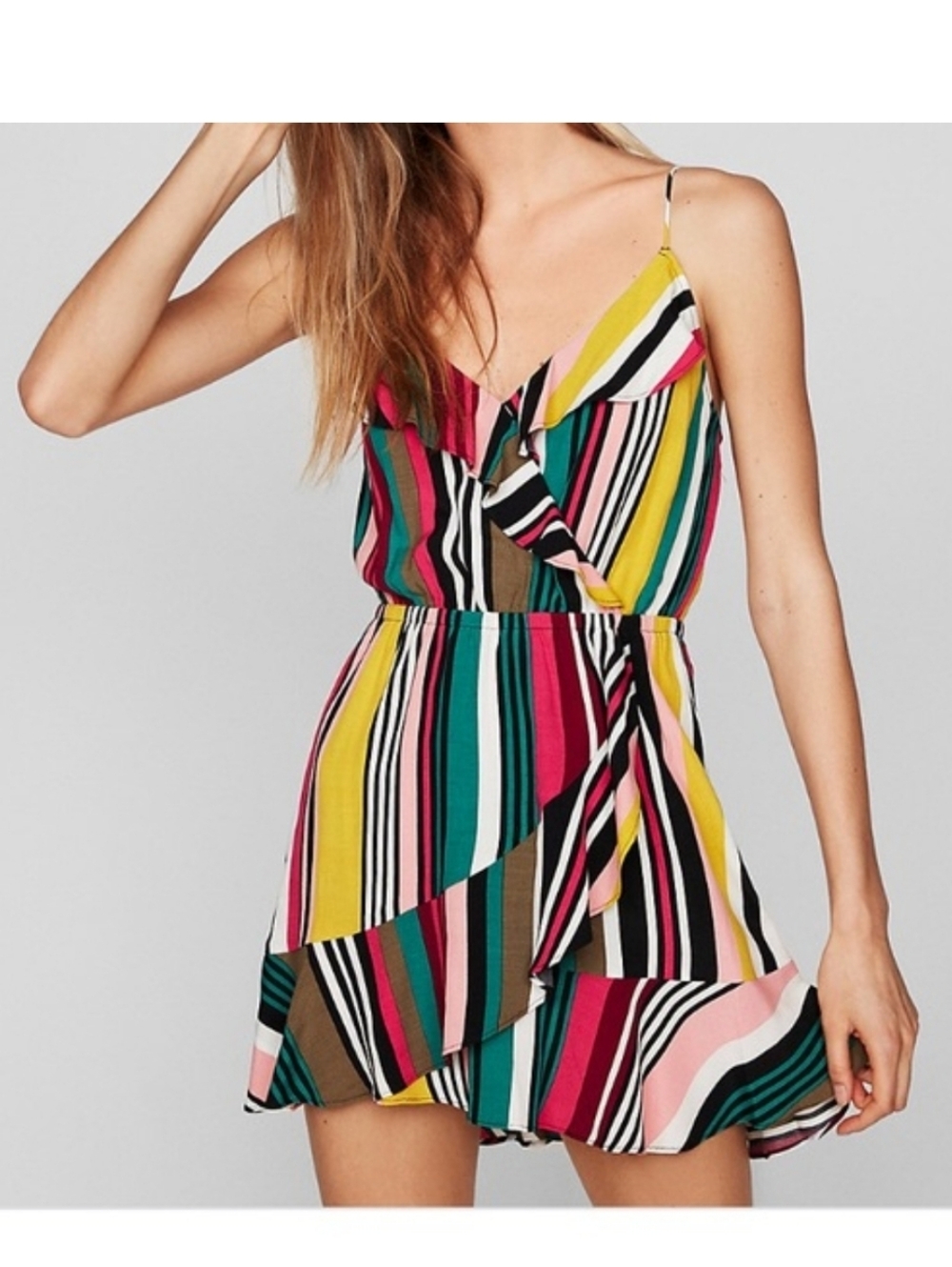 NWT Express Multicolor Striped Strap Mini Dress Size M